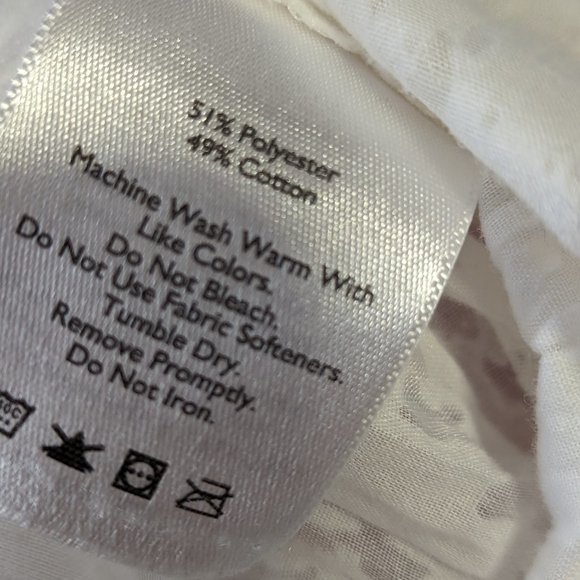 Eddie Bauer White Burnout Button Up Short Sleeve Blouse - Picture 10 of 10